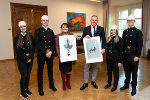 Neujahrsbesuch der Rauchfangkehrer in der Grazer Burg: Die Delegation der Innung überreichte Kalender mit Rauchfangkehrer-Motiven.