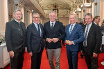 Neujahrsempfang in der Aula der Alten Universität: Landarbeiterkammer-Präsident Eduard Zentner, Wirtschaftskammerpräsident Josef Herk, LH Mario Kunasek, Arbeiterkammer-Präsident Josef Pesserl und Landwirtschaftskammer-Präsident Franz Titschenbacher (v.l.)